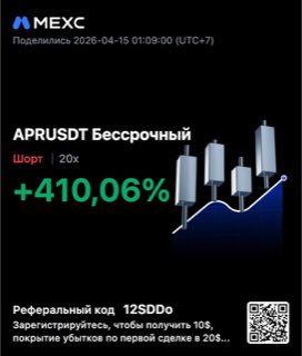 APRUSDT · шорт 20x · +410,06% · 15.04.26