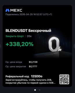 BLENDUSDT · шорт 20x · +338,20% · 29.04.26