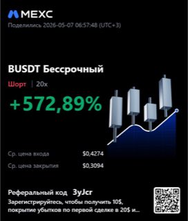 BUSDT · шорт 20x · +572,89% · 07.05.26