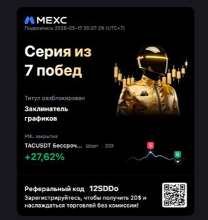TACUSDT · шорт 20x · +27,62% · 17.05.26