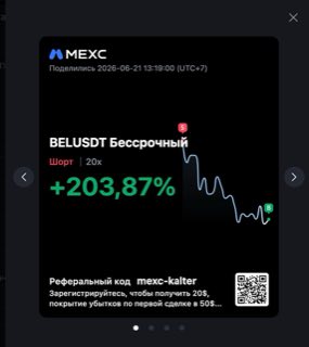 BELUSDT · шорт 20x · +203,87% · 21.06.26