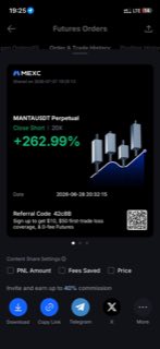 MANTAUSDT · шорт 20x · +262,99% · 28.06.26