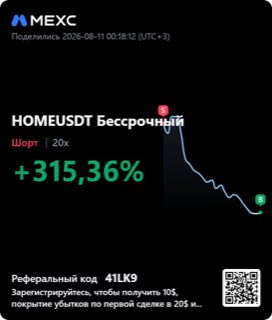 HOMEUSDT · шорт 20x · +315,36% · 11.08.26